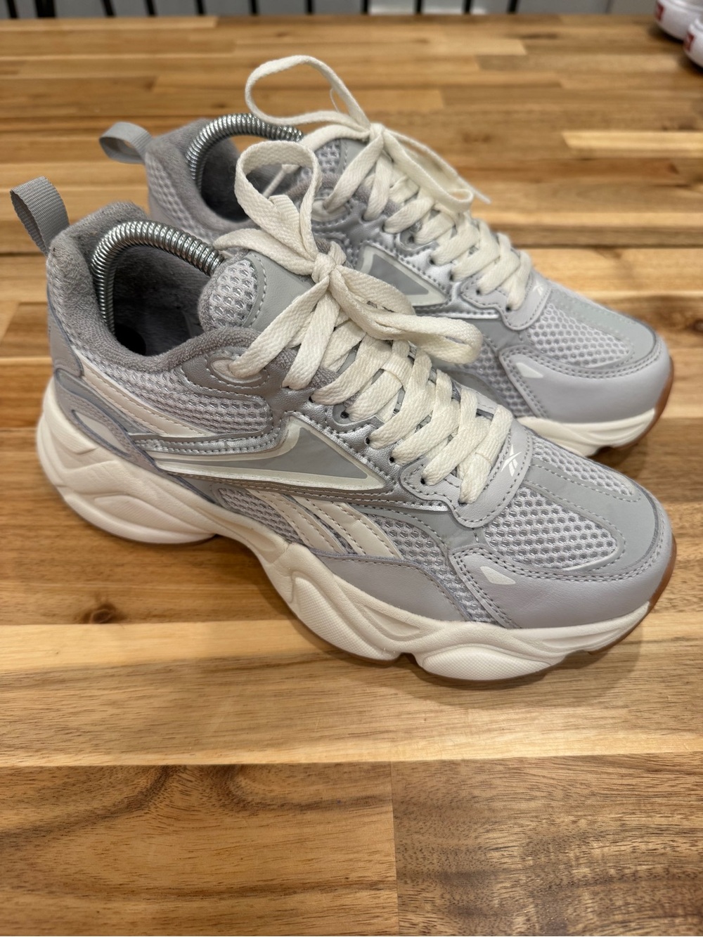 Light Gray Women's Retro Reebok Chunky Athletic Sneakers